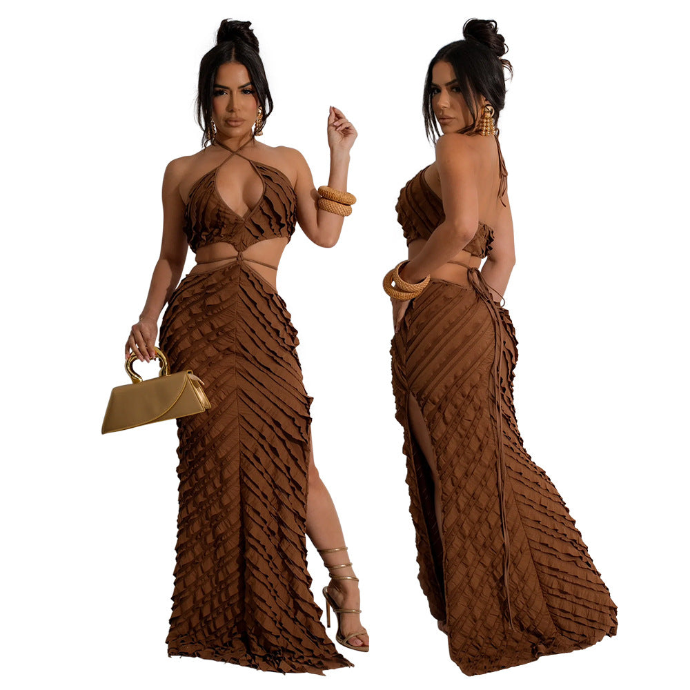 Women Tie Solid Dress 6