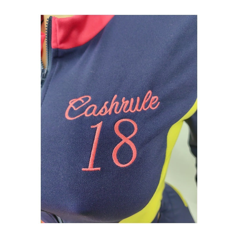 Women Casual Long-Sleeved Shorts with Embroidered Contrast Colors Two-Piece Top and Shorts Set 10