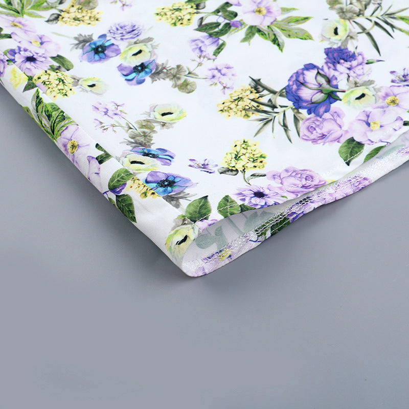 Women summer French printed slit Strap Dress 17