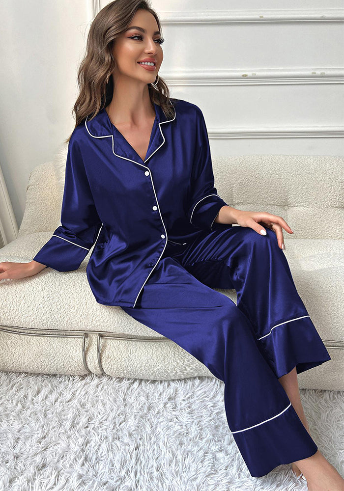 Simulated Silk Pajamas Women's Autumn and Winter Long Sleeve Lounge Wear Set Outdoor Wear