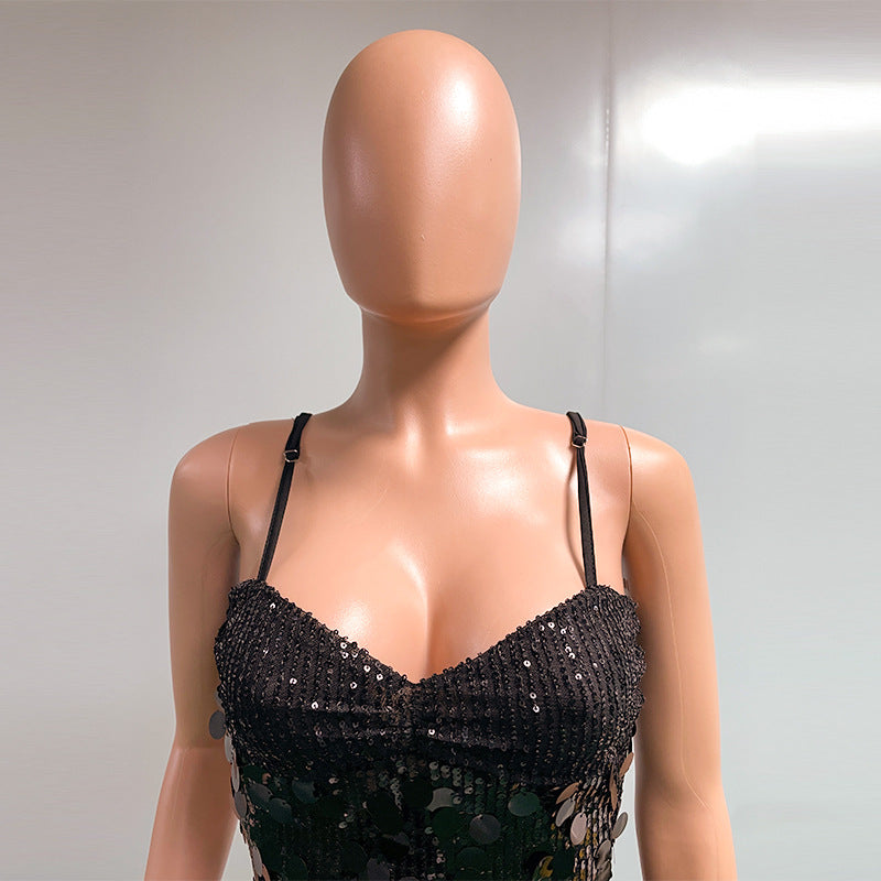 Summer Women's Glitter Sequin Low Back Strap Bodycon Dress 29