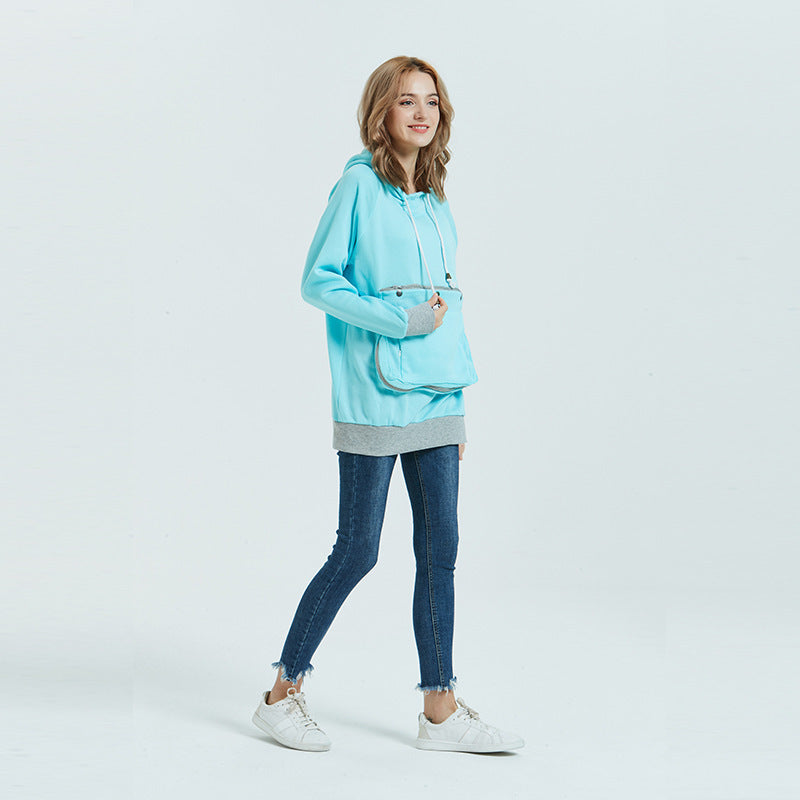 Women Pocket Pet Casual Plush Hoodies Jacket 15