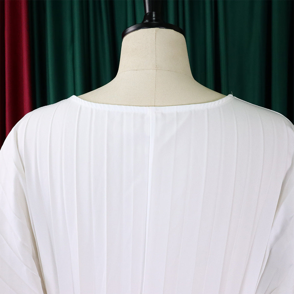 Plus Size Women Summer Loose Casual Shirt and Wide-leg Pants Two-Piece Set 16