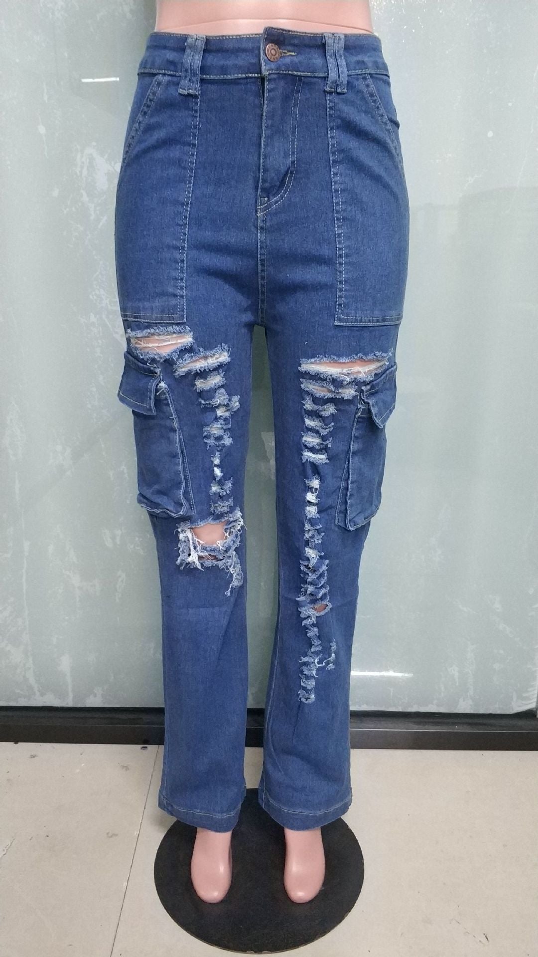 Women Summer Organ Bag Loose Ripped Denim Pant 9