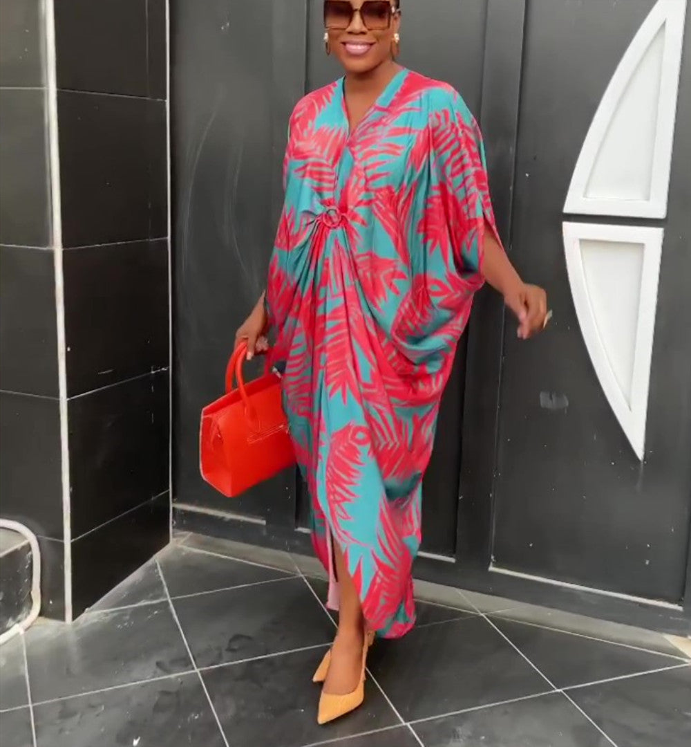 Summer Ladies Printed Short Sleeve Loose Dress 8