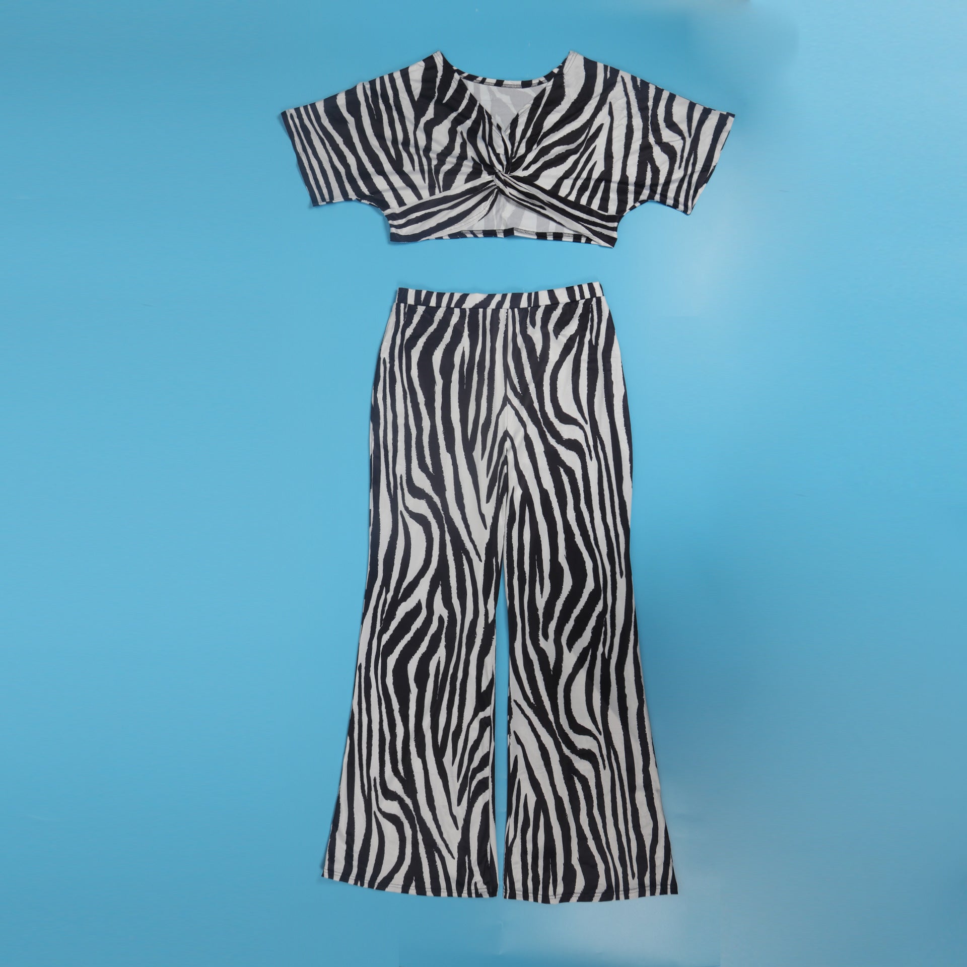 Sexy zebra print bootcut two-piece trouser suit 15