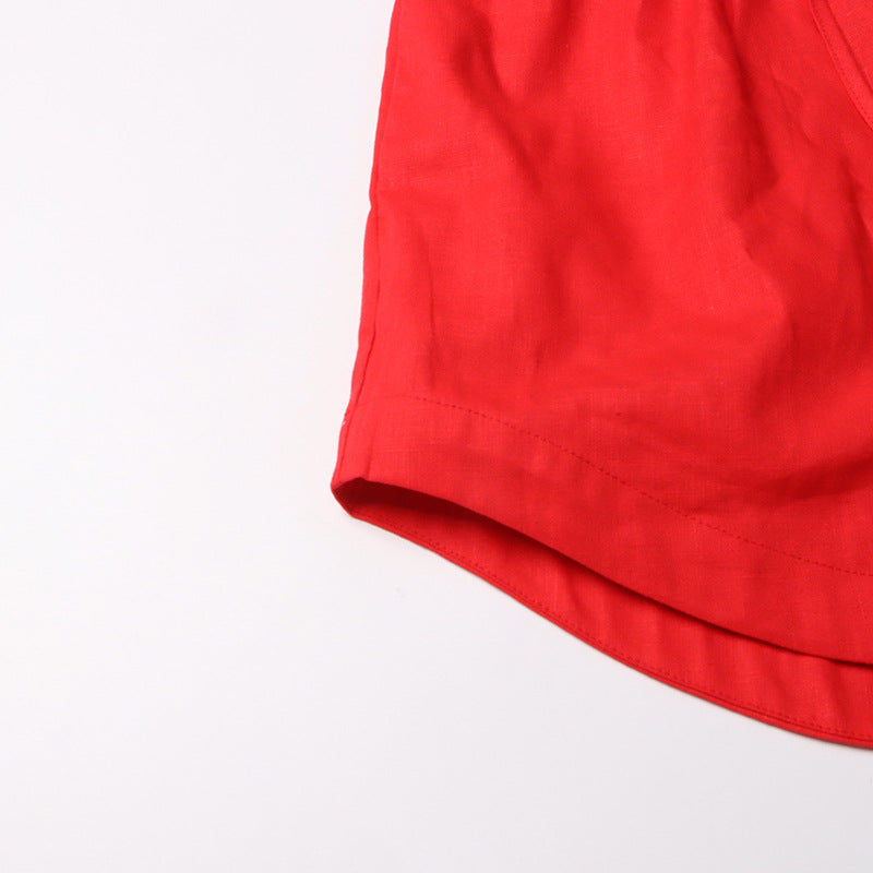 Women Turndown Collar long sleeve solid shirt Top and Casual shorts two-piece set 25