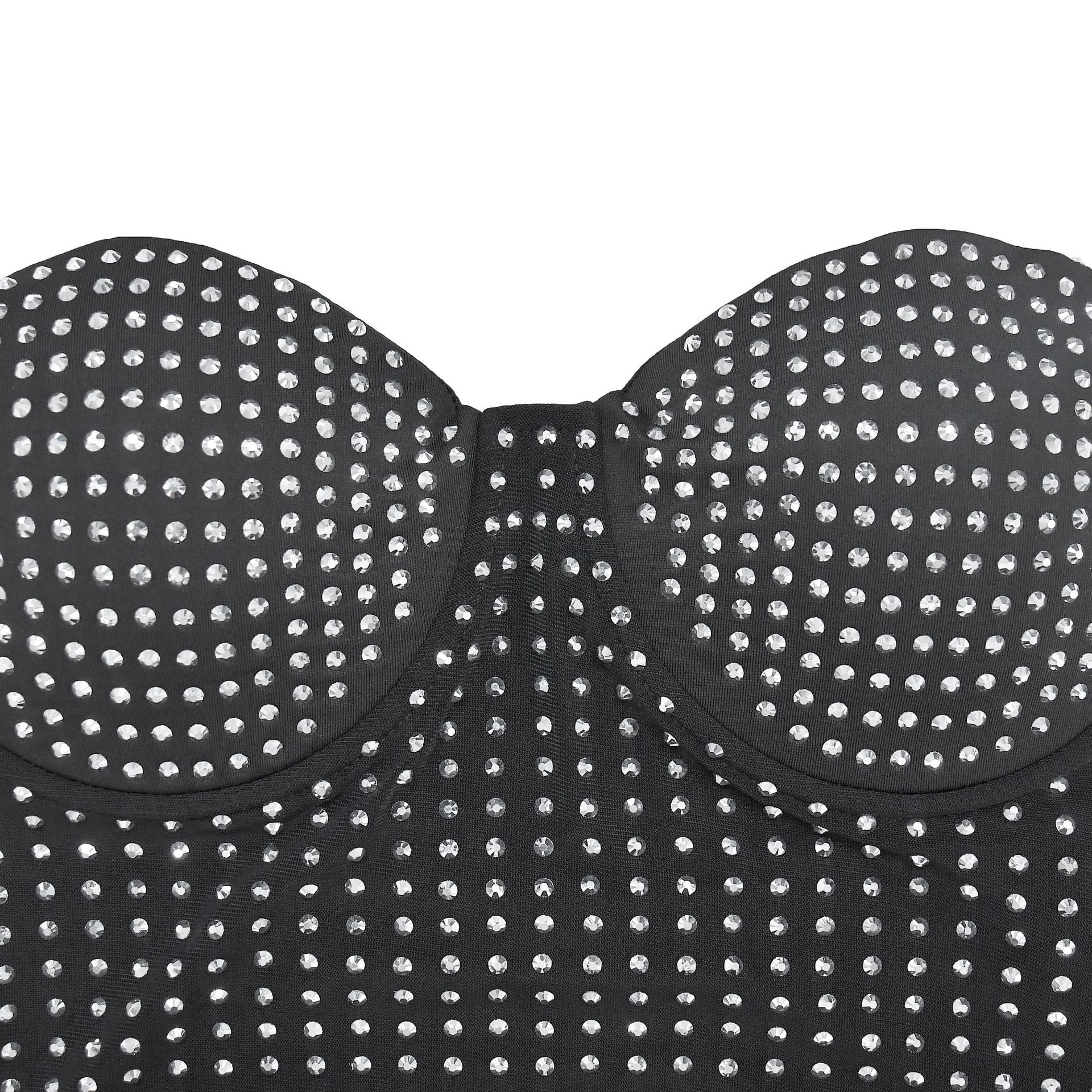 Fashionable Women's Solid Color Mesh Beaded Suspender Dress（customized,MOQ 6pcs/size/color,process time 7-10 days） 17