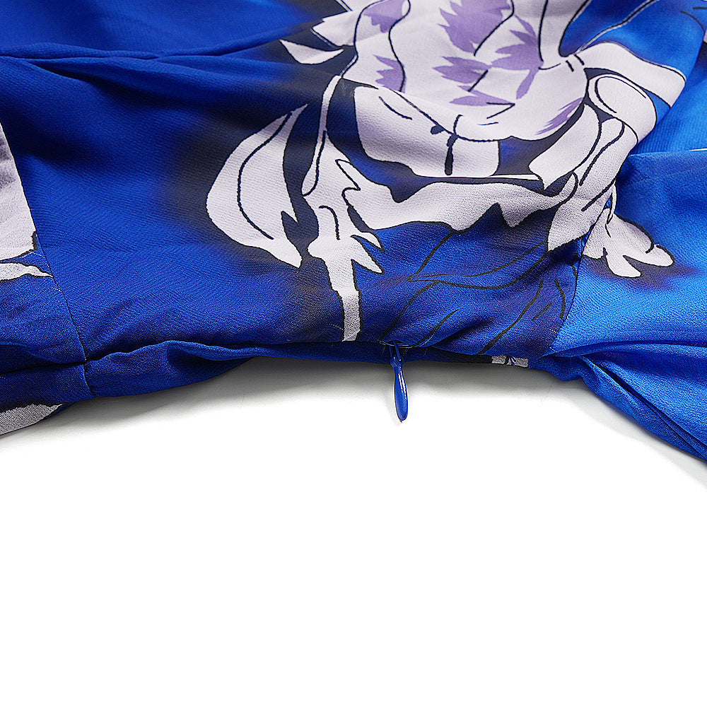 Elegant Long Dress Africa Women's Plus Size Print Pleated Chiffon Dress 20