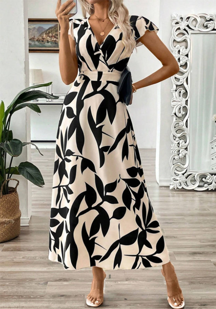 Women Summer Printed V-Neck Dress