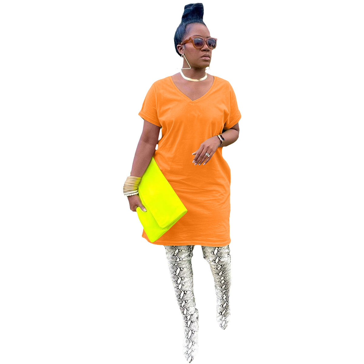 Women's V-Neck Solid Color Women's Fashion Dress 11