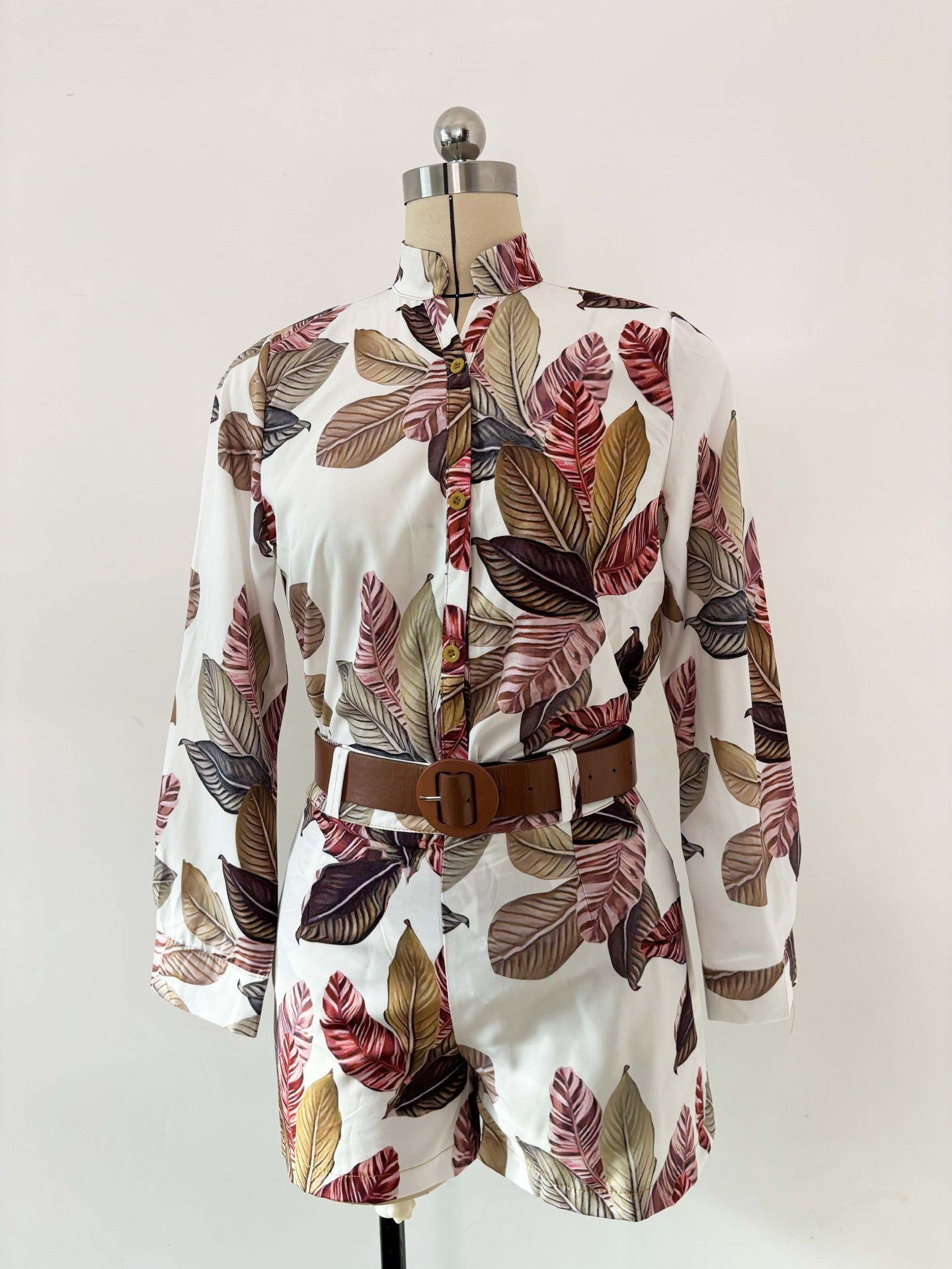 Women's Printed Long Sleeve Shirt Shorts Fashion Women's Two Piece Set 24