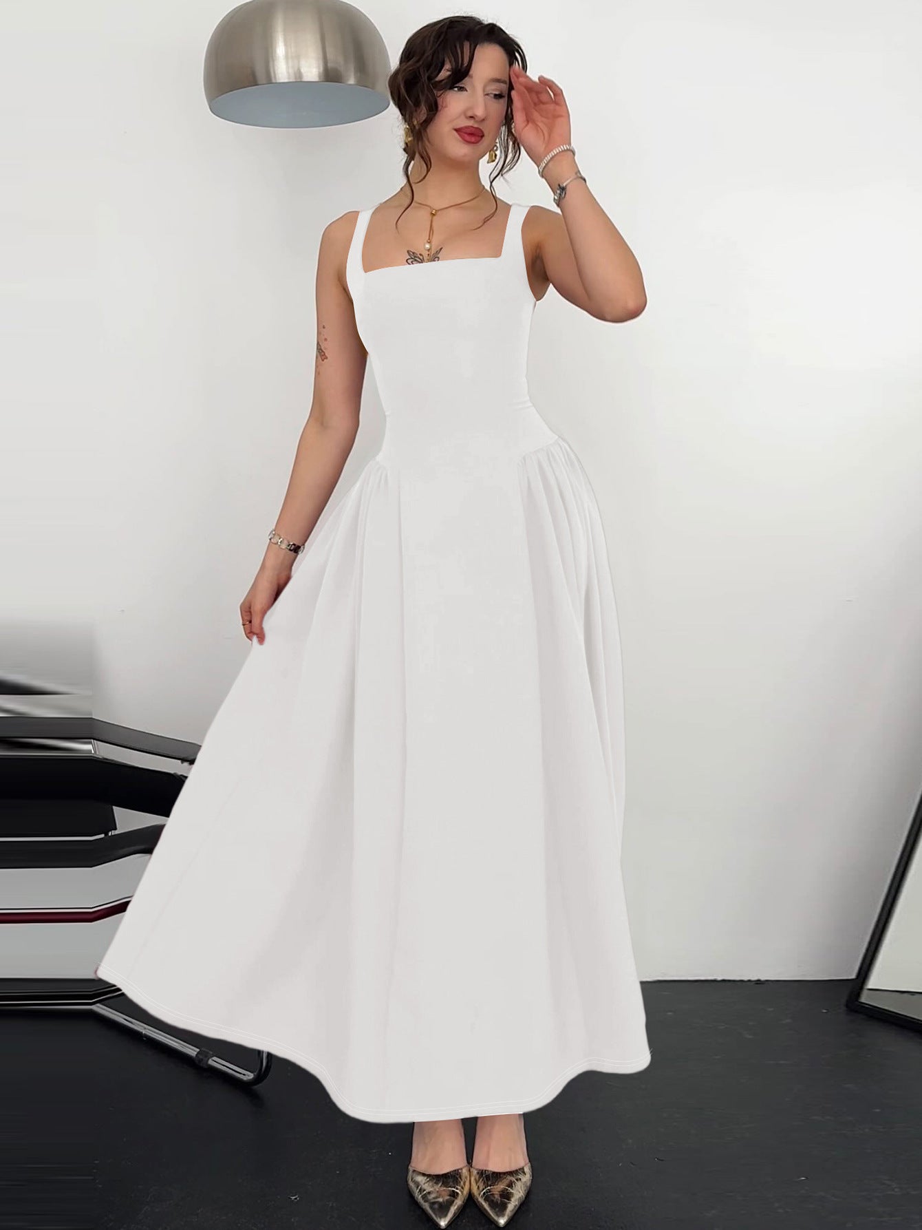 Women's Summer Fashion Sexy Low Back Zipper Slim Waist Strap Dress 7