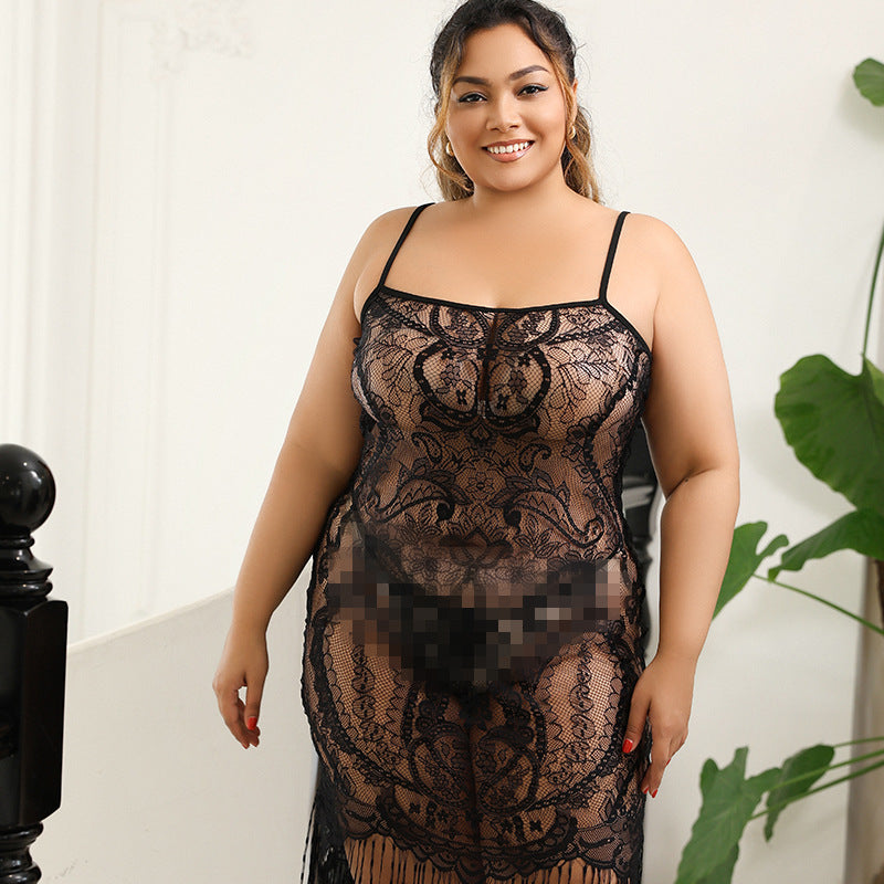Plus Size Women lace suspendersnight gowns sexy lingerie