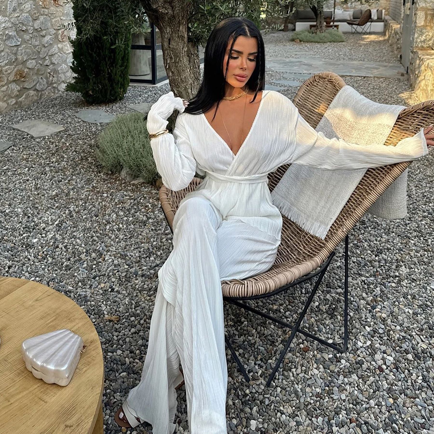 Autumn And Winter Women's V-Neck Long-Sleeved Cardigan Pants Casual Two-Piece Set 6