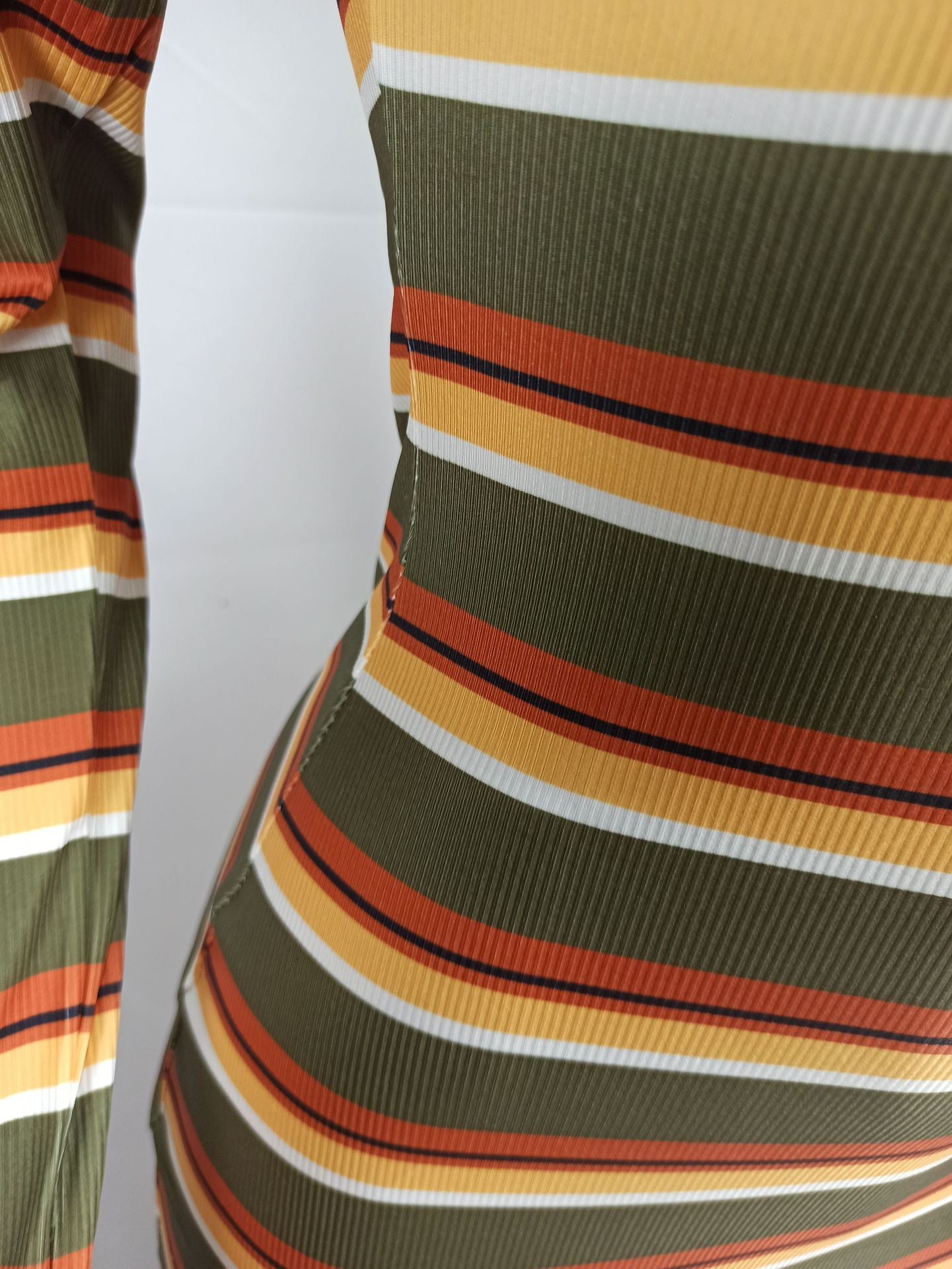 Women's Sexy Slit Ribbed Striped Dress 13