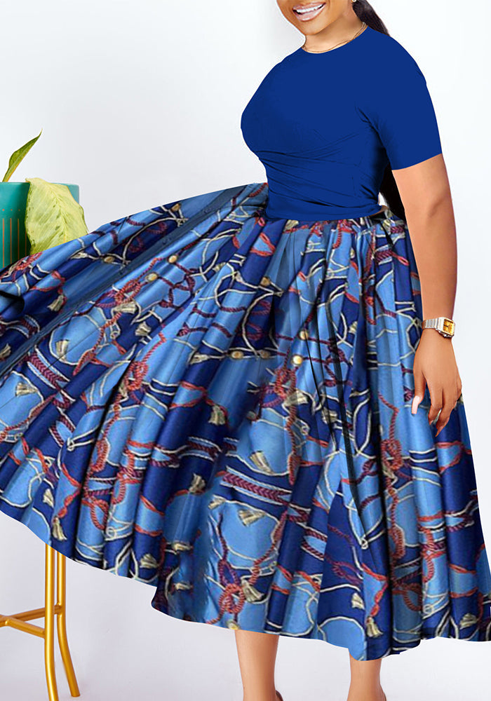 Plus Size African Women Pleated Dress