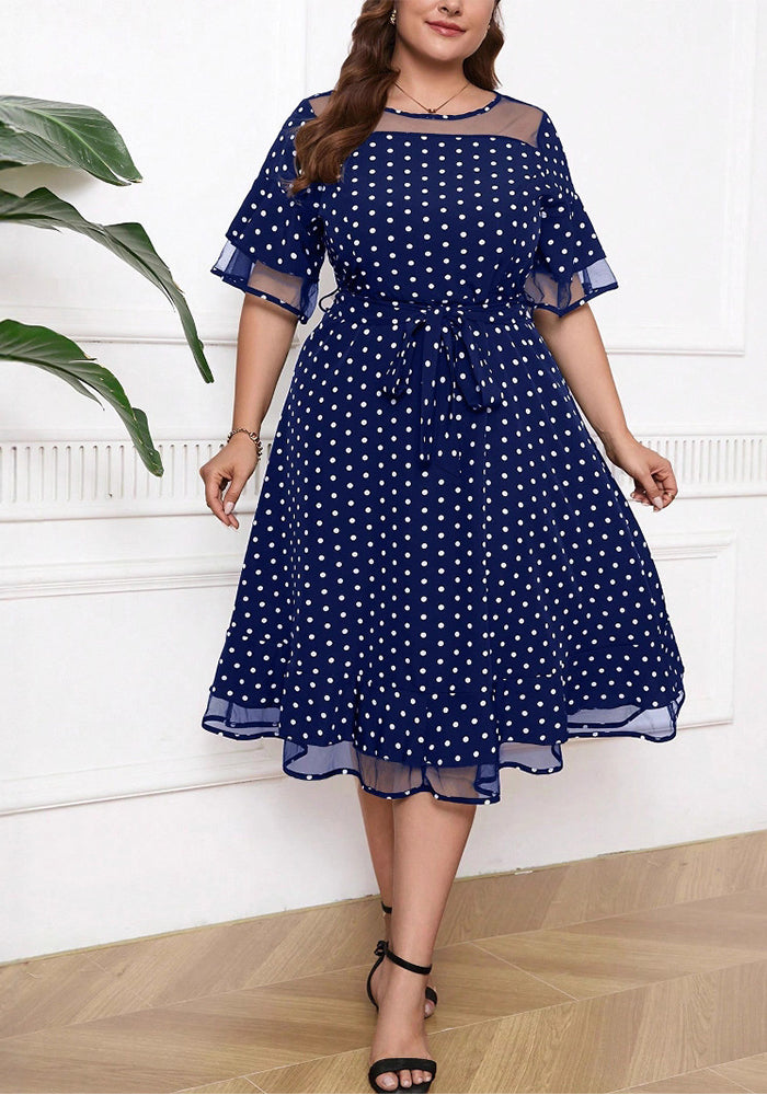 Plus Size Women Polka Dot Maxi Dress