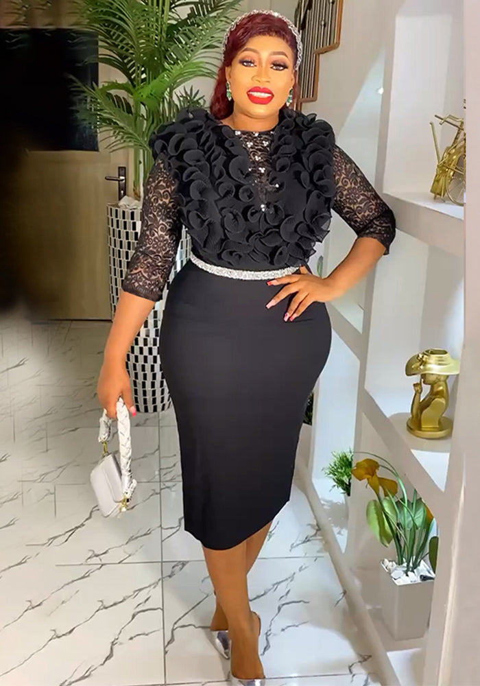 Plus Size African Women Clothing Career Bodycon Dress