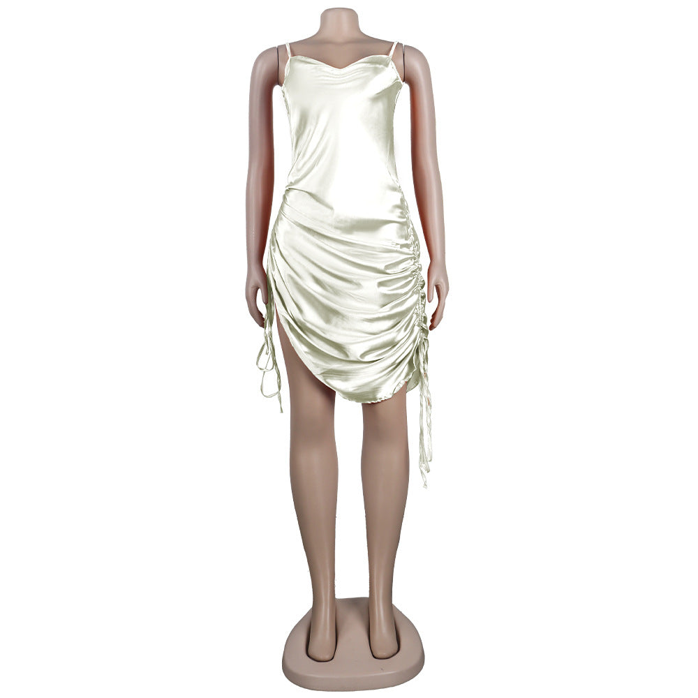 Sexy Strappy Deep V Double Drawstring Design Clubwear Dress 31