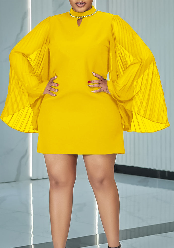 Chic Fashion Bell Bottom Pleated Sleeve Loose African Dress