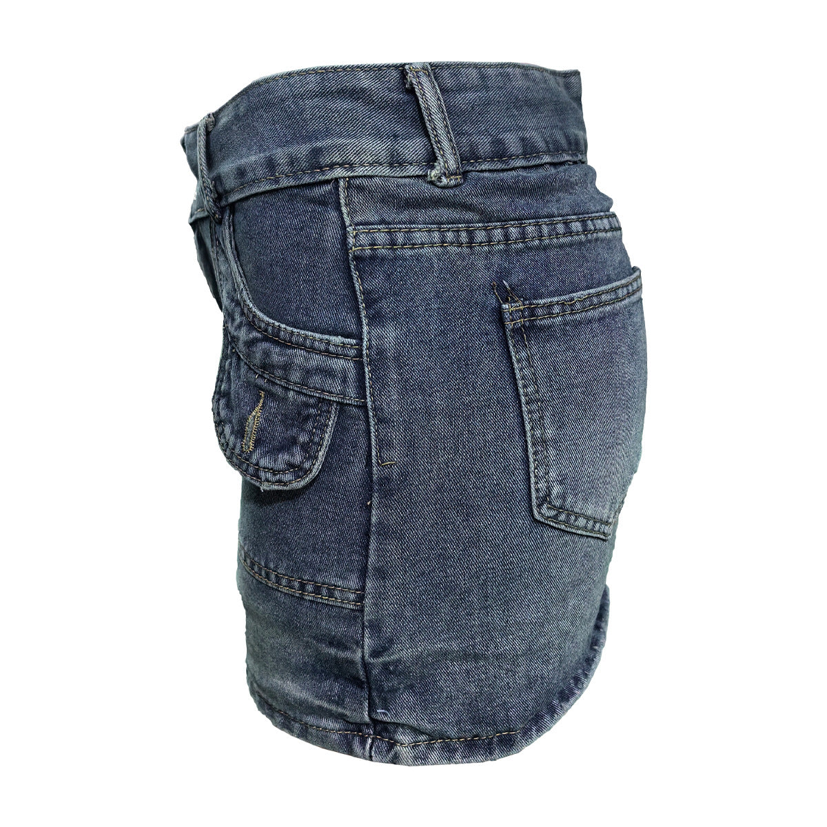 Women Washed Double Button Denim Skirt 8