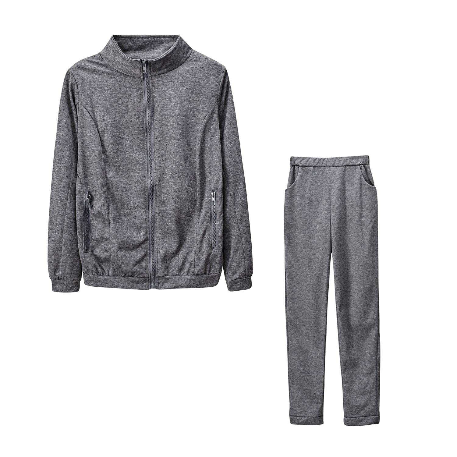 Women Casual Zipper Top and Pant Two-piece Set 4