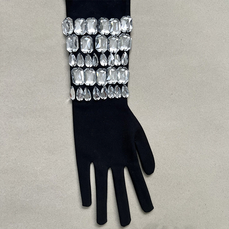 Women's Black Spiked Sleeves Straps Sleeveless Rhinestone Dress Women's Clothing 17