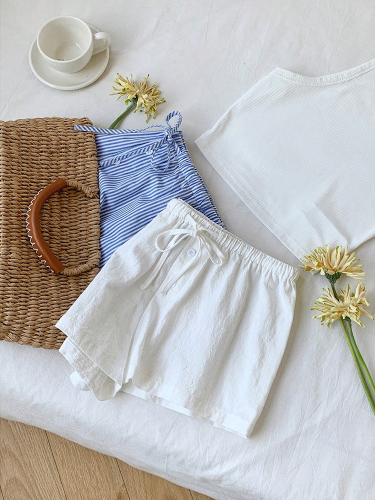 Summer Drawstring Solid Color Shorts Women’s Casual Wear 8