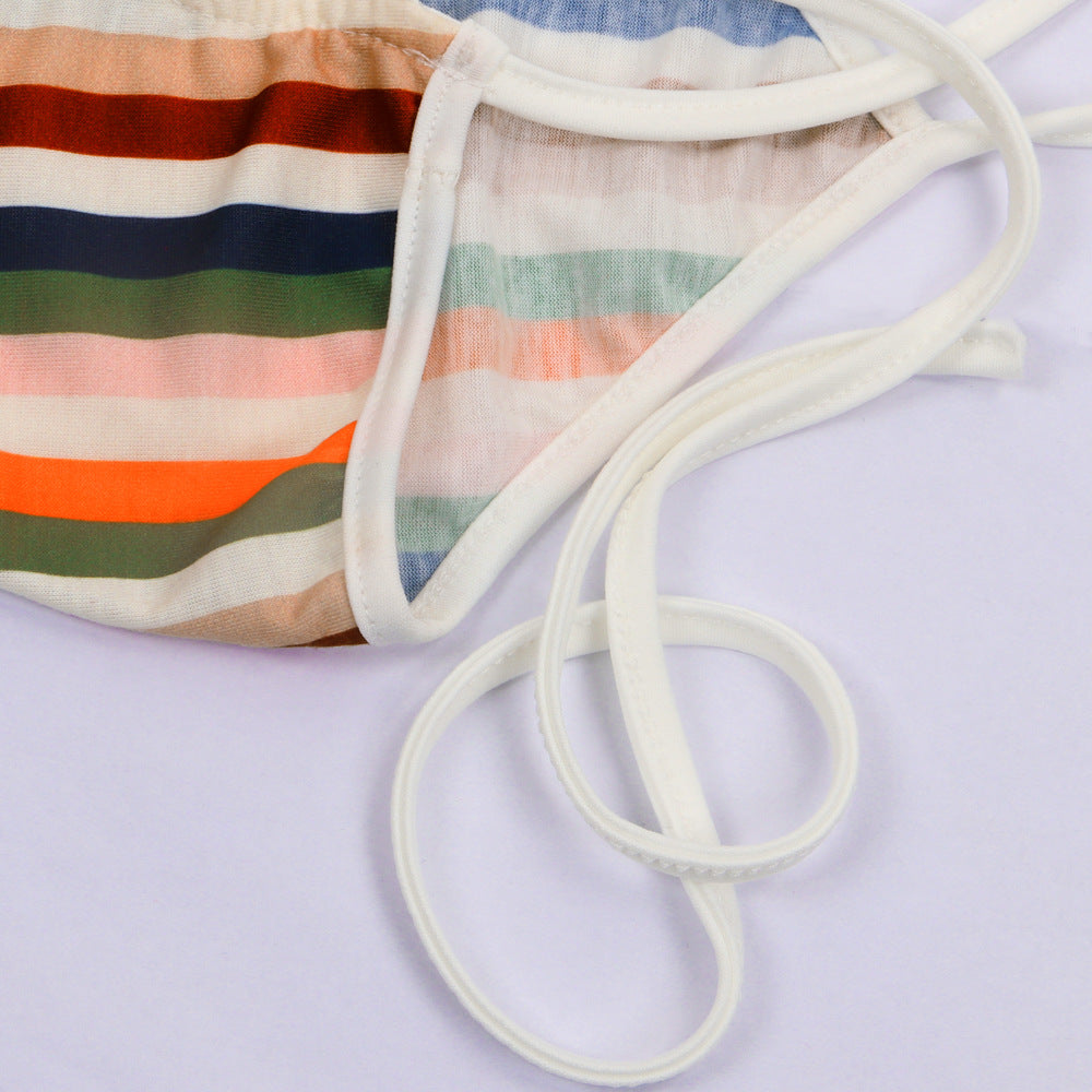 Women sexy striped Backless suspender slit dress 13