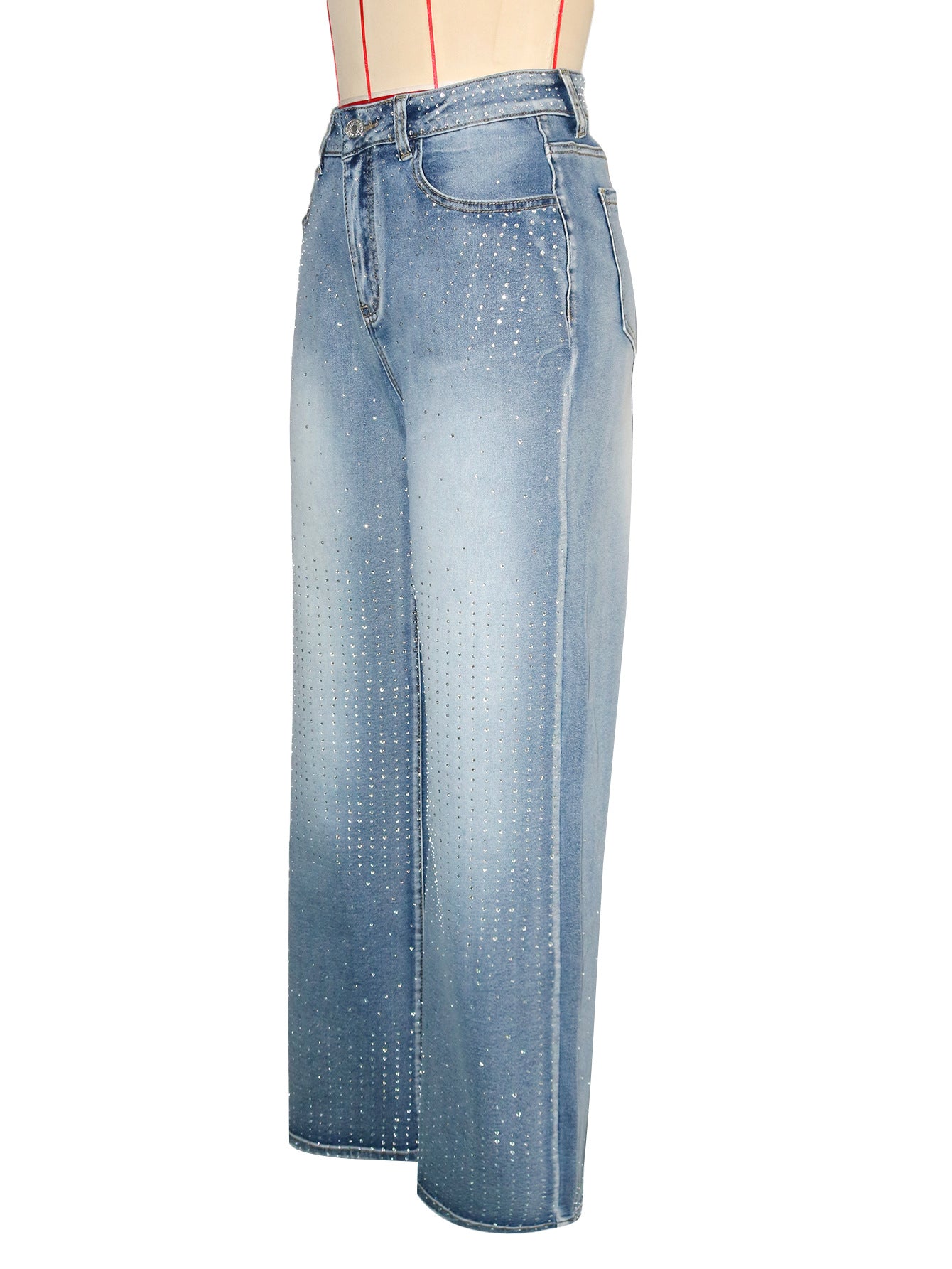 Women Casual Beaded Denim Pants 13
