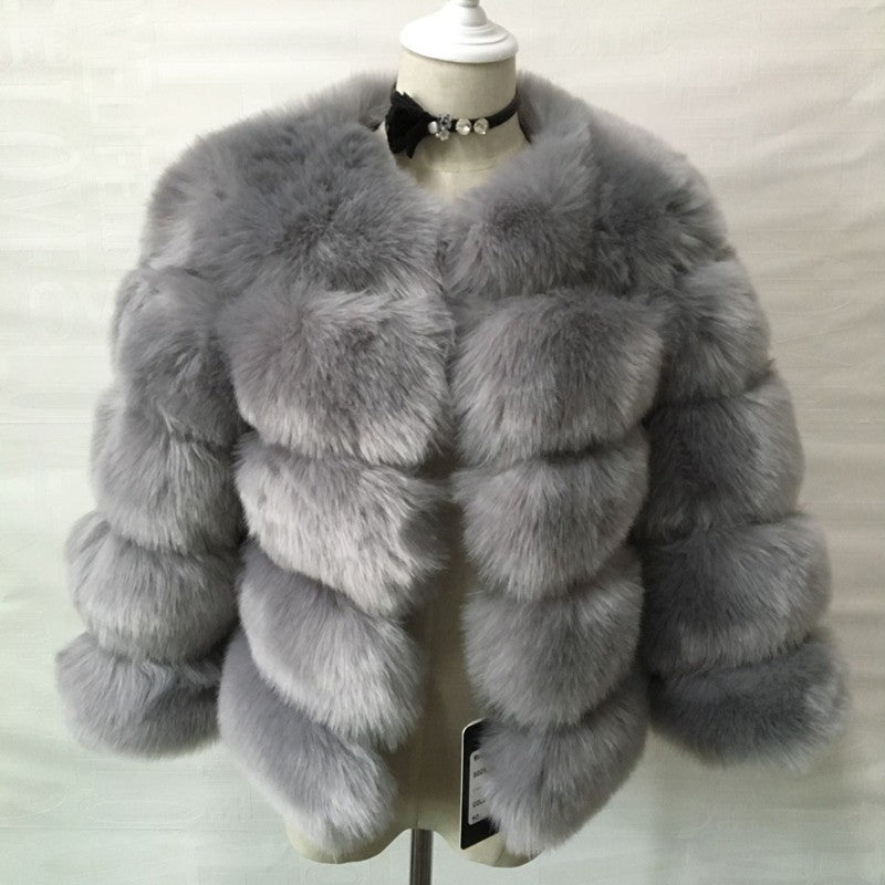 Women's Cropped Long Sleeve Fur Faux Fur Coat 30