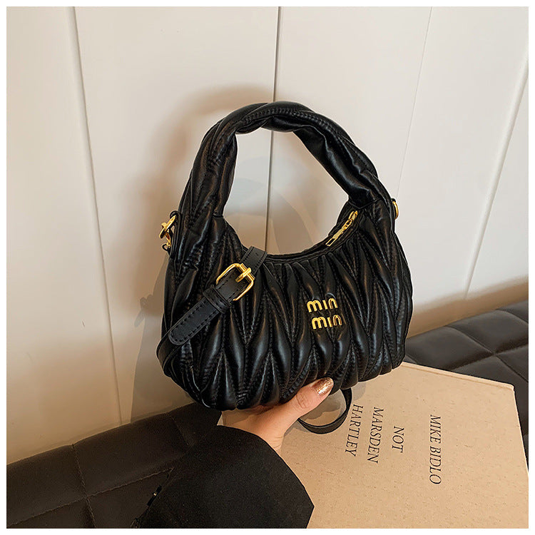 Women pleated cloud bag crossbody handbag single shoulder crescent bag 21