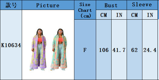 Pleated Printed Plus Size Long Jacket for Women 10