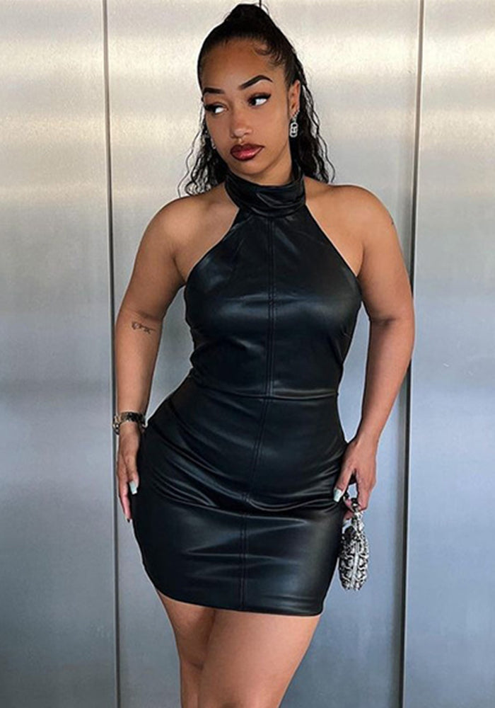 Women Stand Collar Sleeveless Bodycon Dress