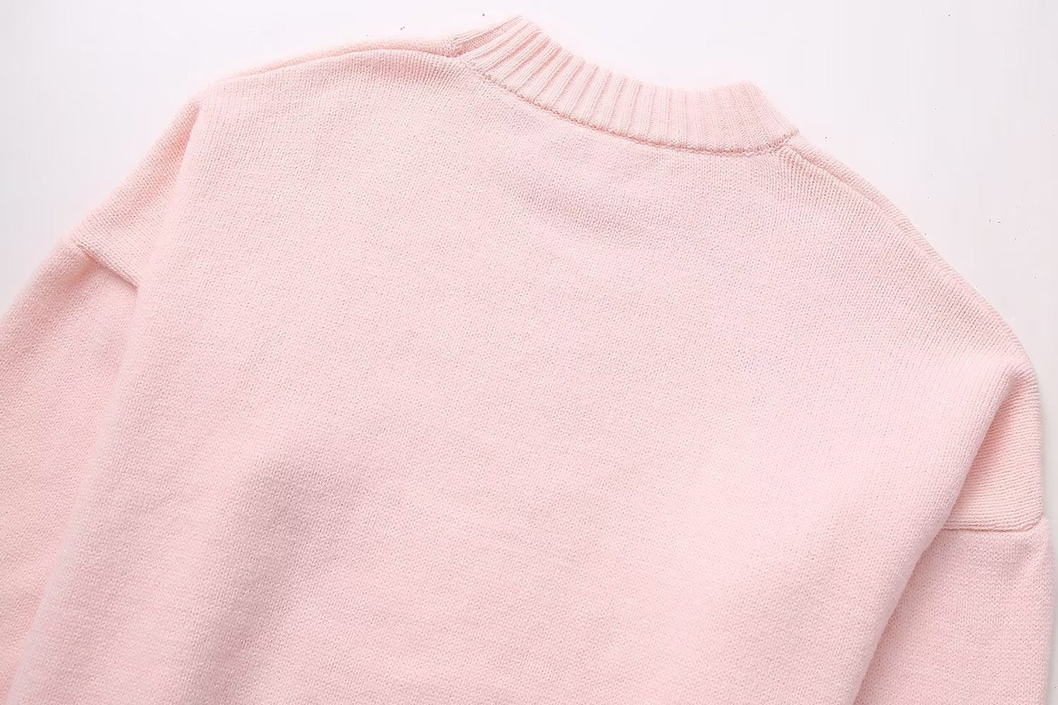 Women Loose-Cut Winter Pink Round Neck Casual Sweater 16