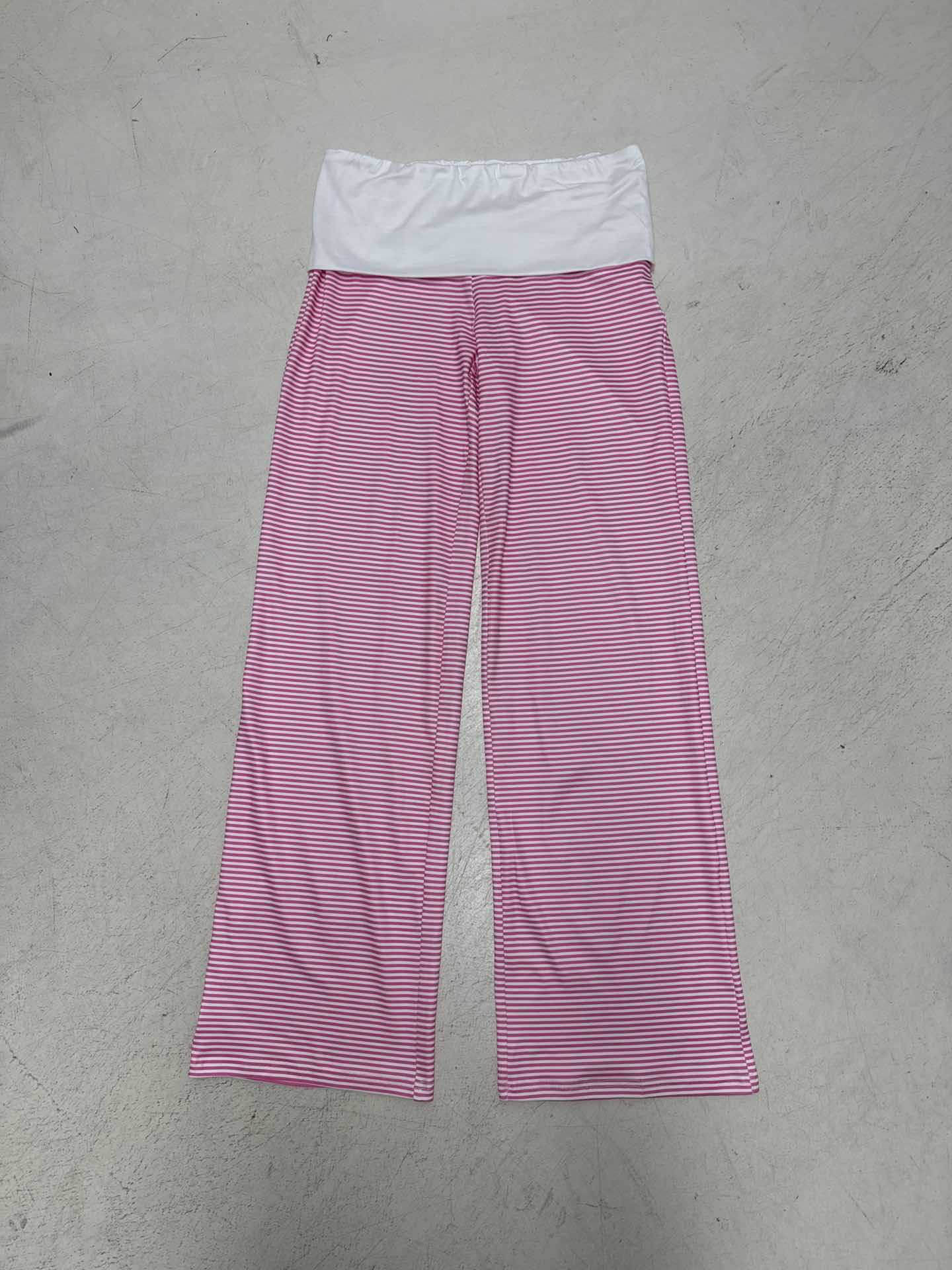Women's Casual Loungewear High-Waisted Striped Knit Pants Wide-Leg Trousers 26