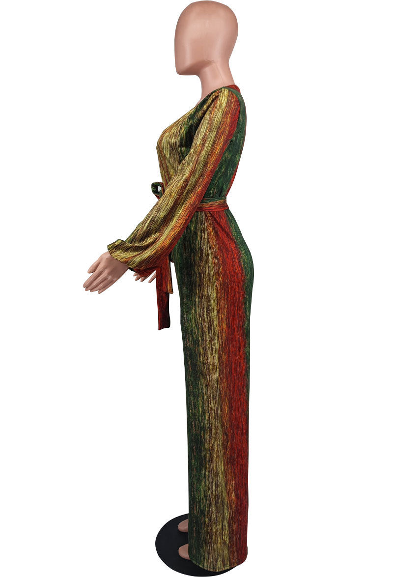 Women Casual Long Sleeve Loose Striped Jumpsuit 8