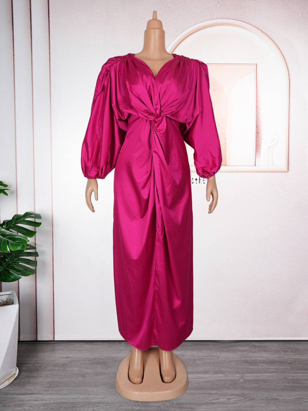 Plus Size Women V Neck Raglan Sleeve Dress 9