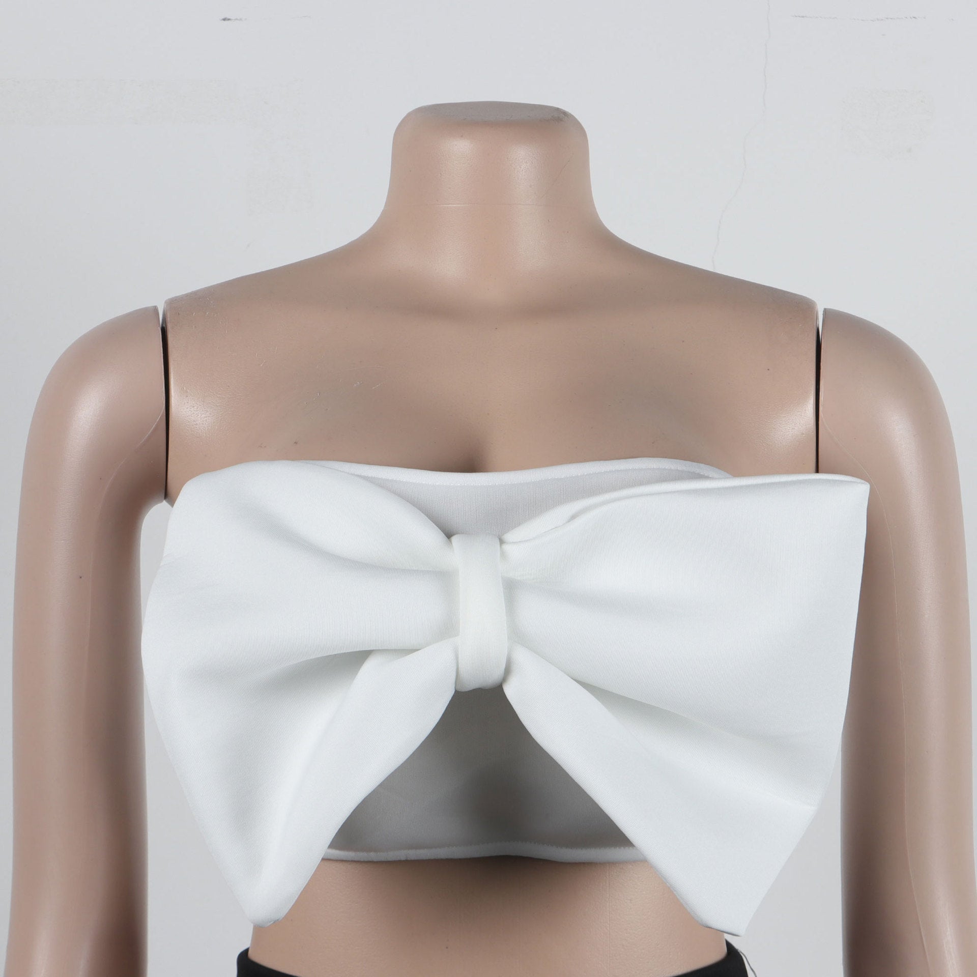 Sexy Slim Contrast Color Strapless Bow Mesh Top Mermaid Party Skirt two piece set 15