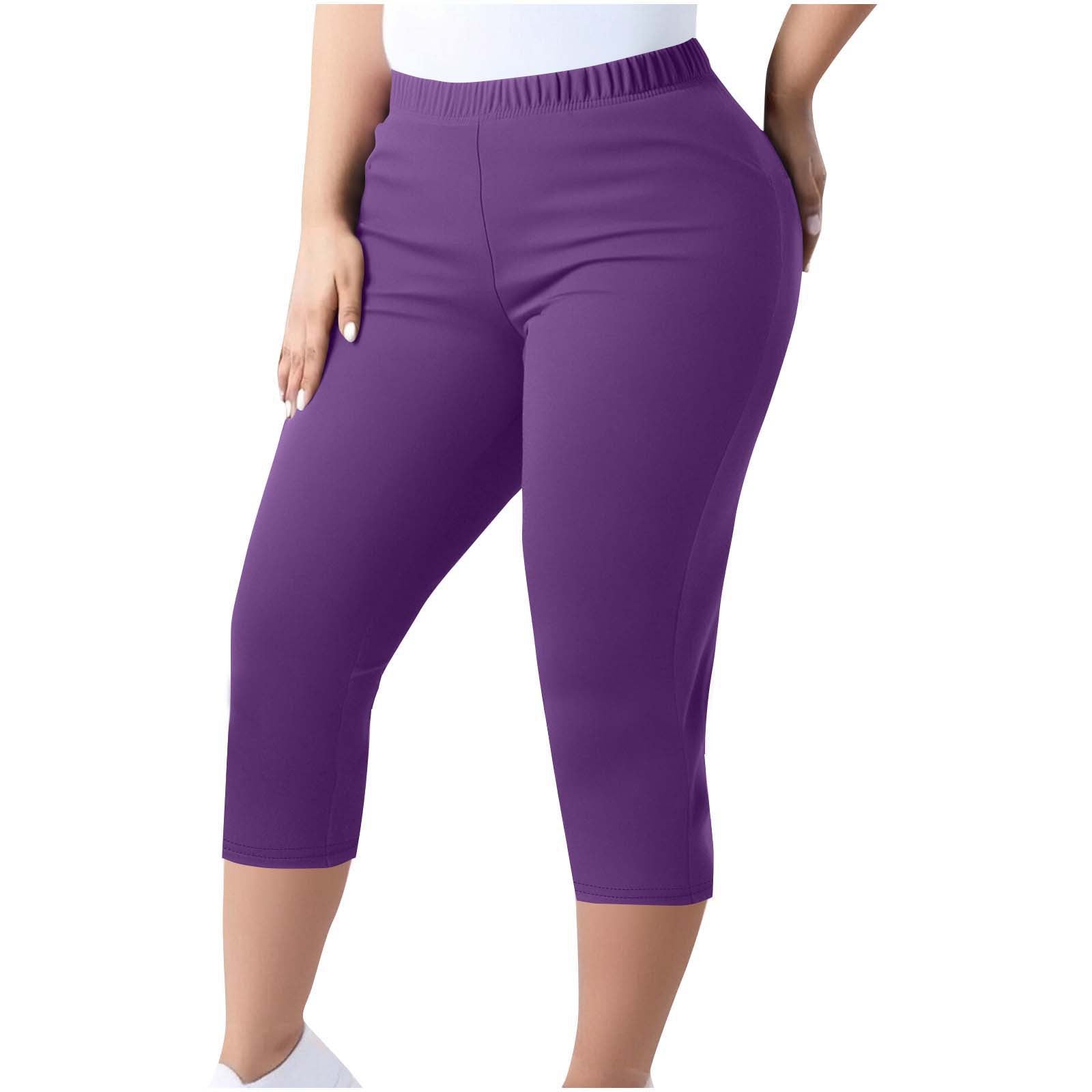 Women's Trousers Capri Pants Plus Size Elastic Waist Tight Pants 26
