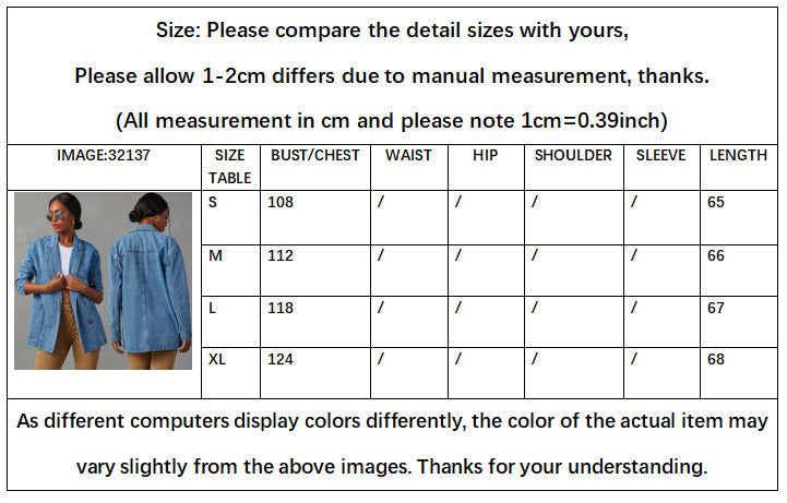 Fashionable Casual Washed Blue Denim Women's Blazer 8