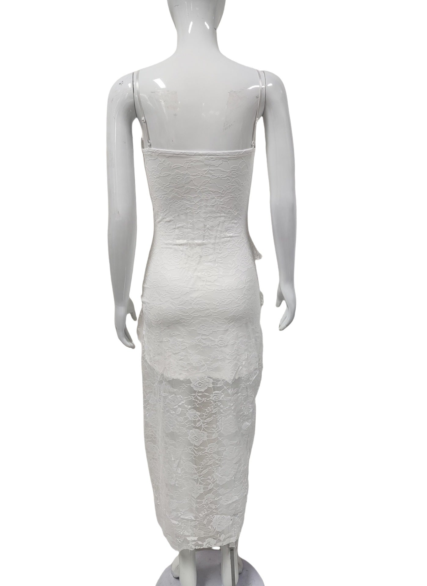 Sexy Slit Lace Patchwork Strap Dress 11