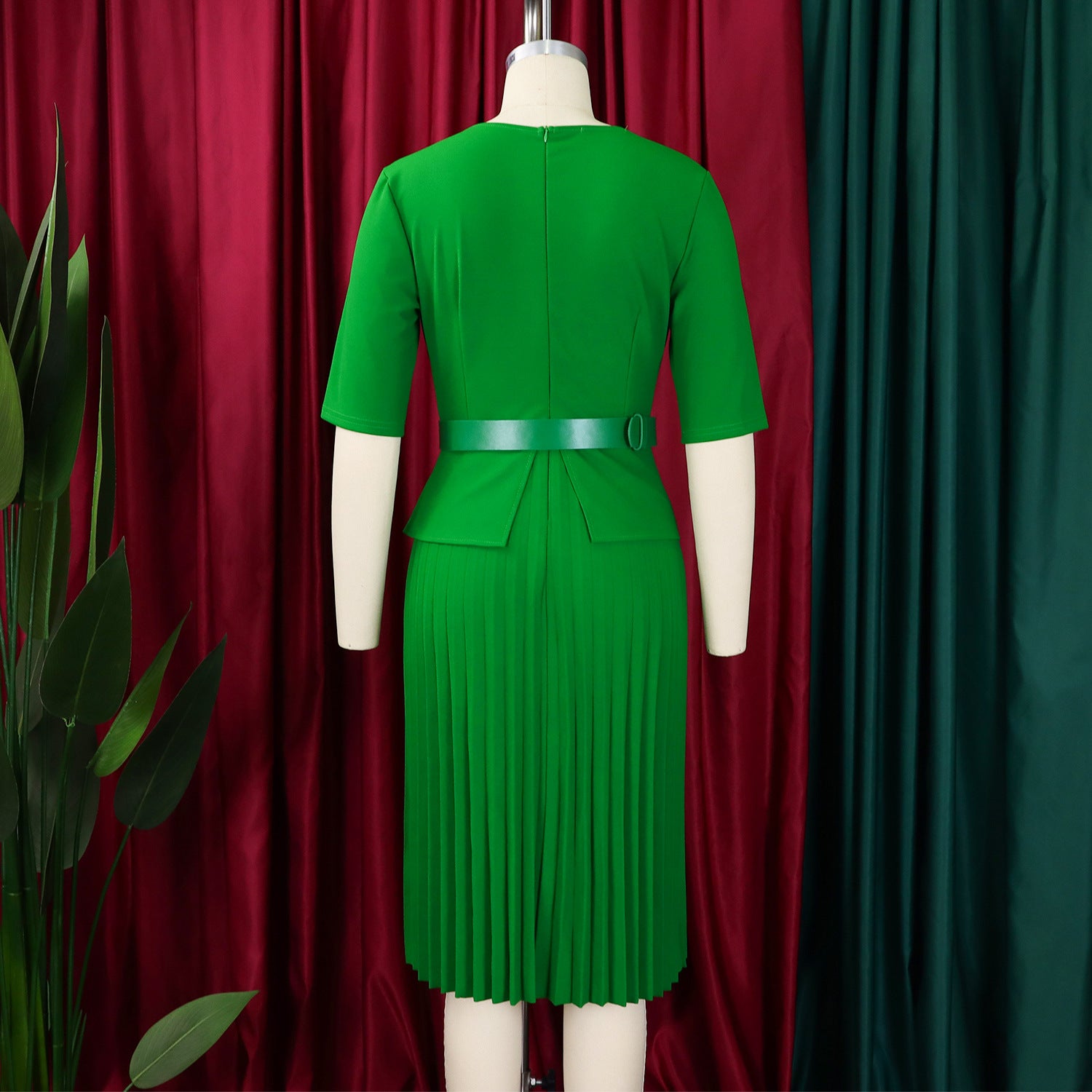 Plus Size Women v-neck pleated African dress 21