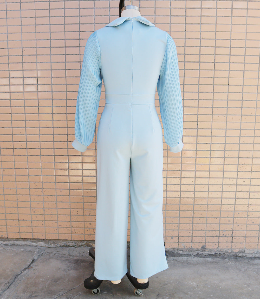 Autumn And Winter Chiffon Patchwork Long-Sleeved Women's Formal Jumpsuit 9