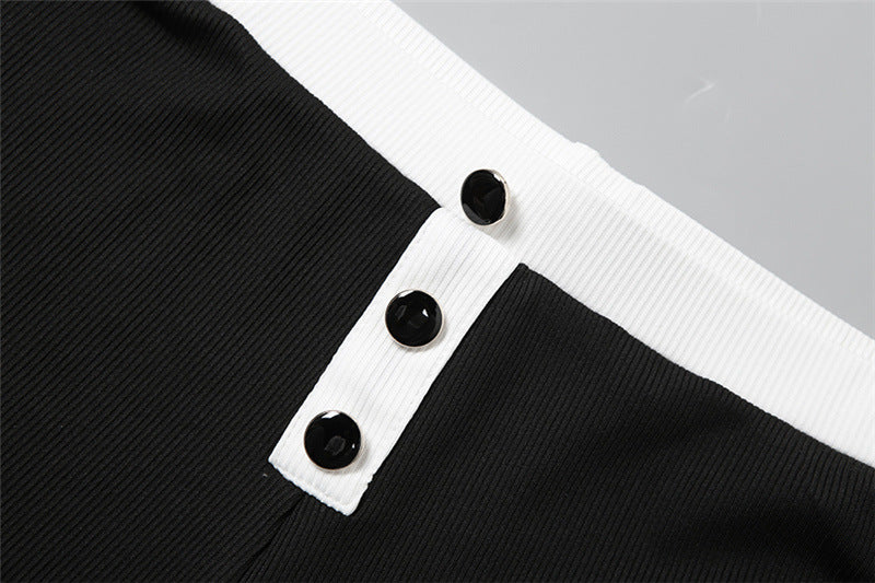 Summer Women's Short-Sleeve Turndown Collar Top with Bodycon Shorts Set 24