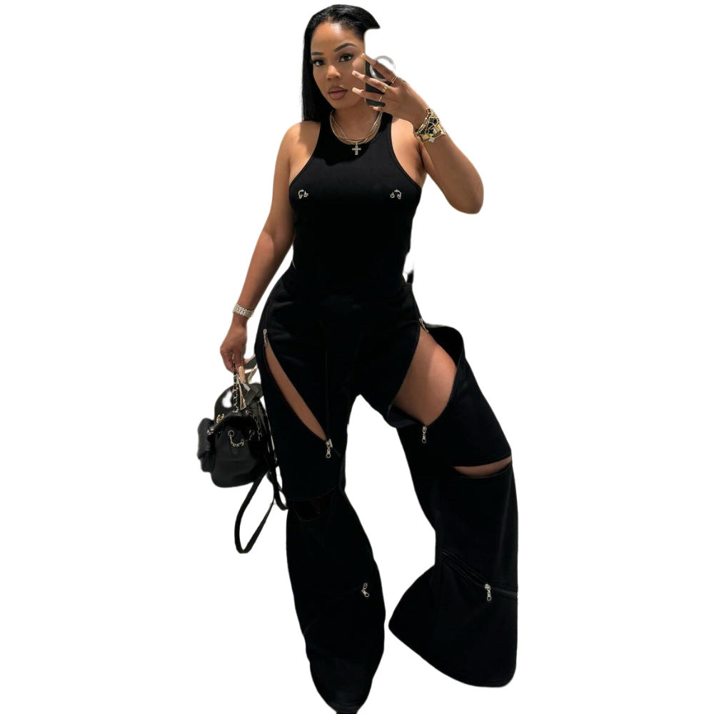 Women Casual Zipper Pocket Zipper Sports Pants