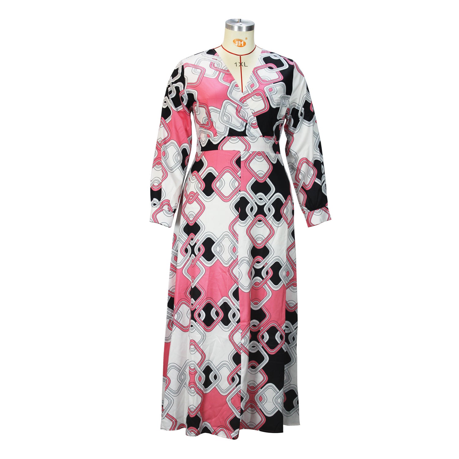 Women elegant printed v-neck beltless dress 9