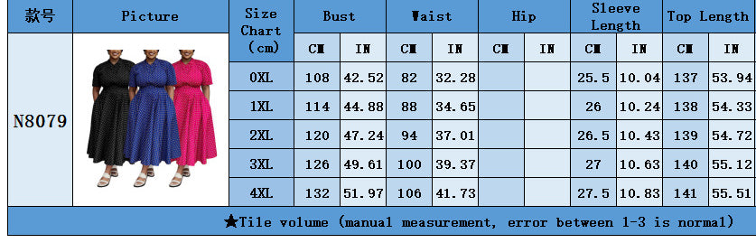 Summer Plus Size Women's Short Sleeved V neck Bohemian Polk Dot Print Long Dress 9