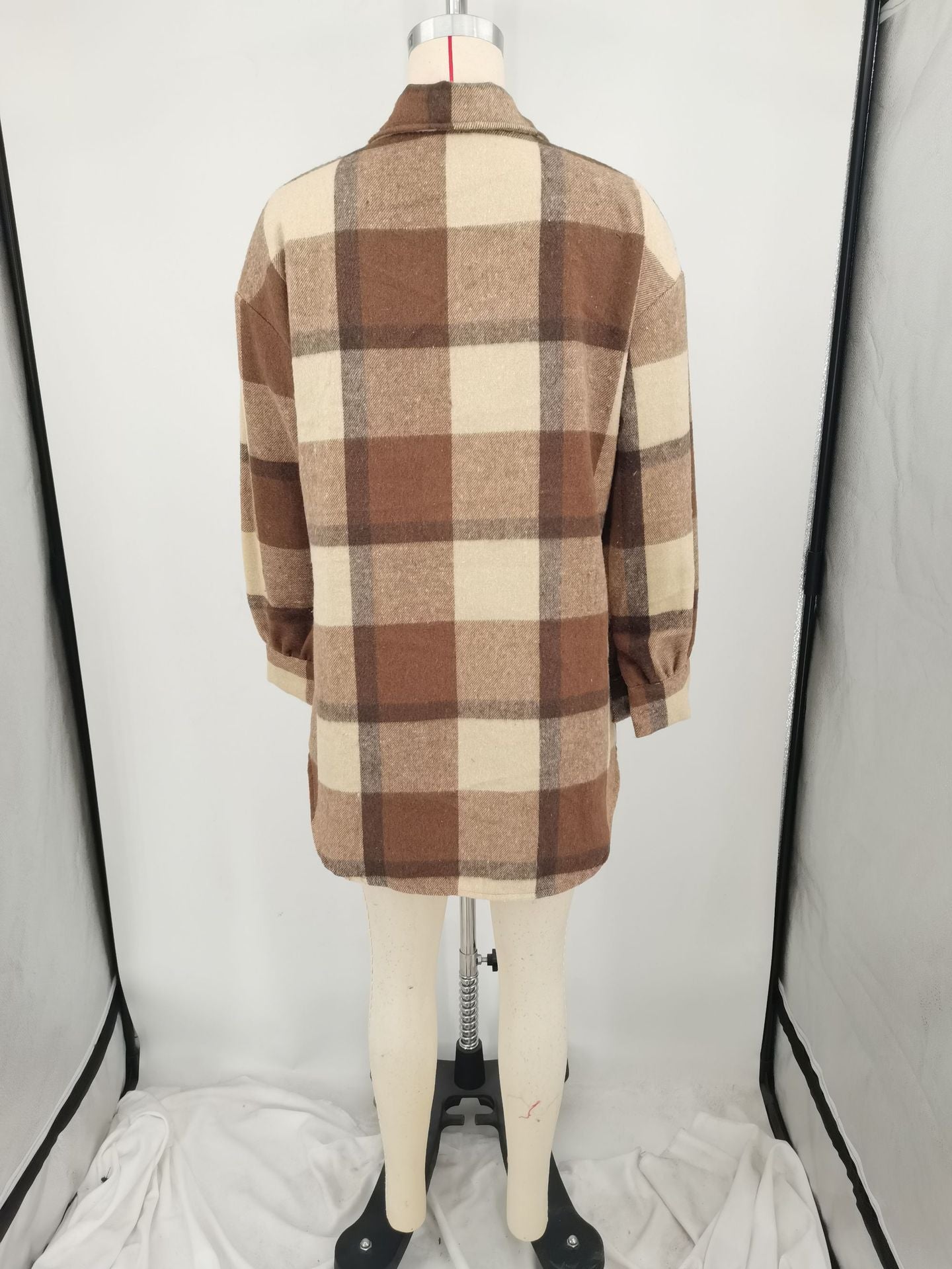 Women Autumn and Winter Loose Plaid Shirt 23
